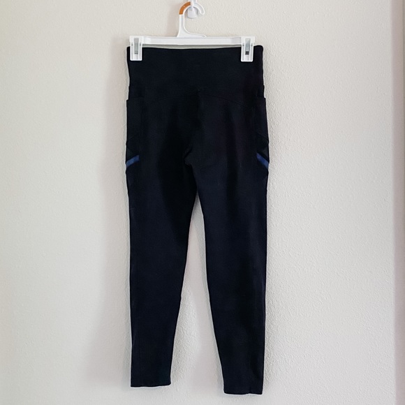 Black Marika Leggings with Sheer Panels and Side Pockets - Picture 2 of 2